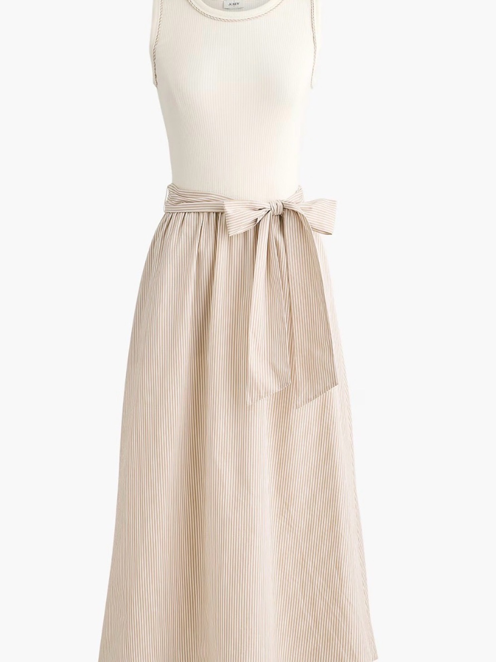 J Crew Tie-waist mixed-media midi dress